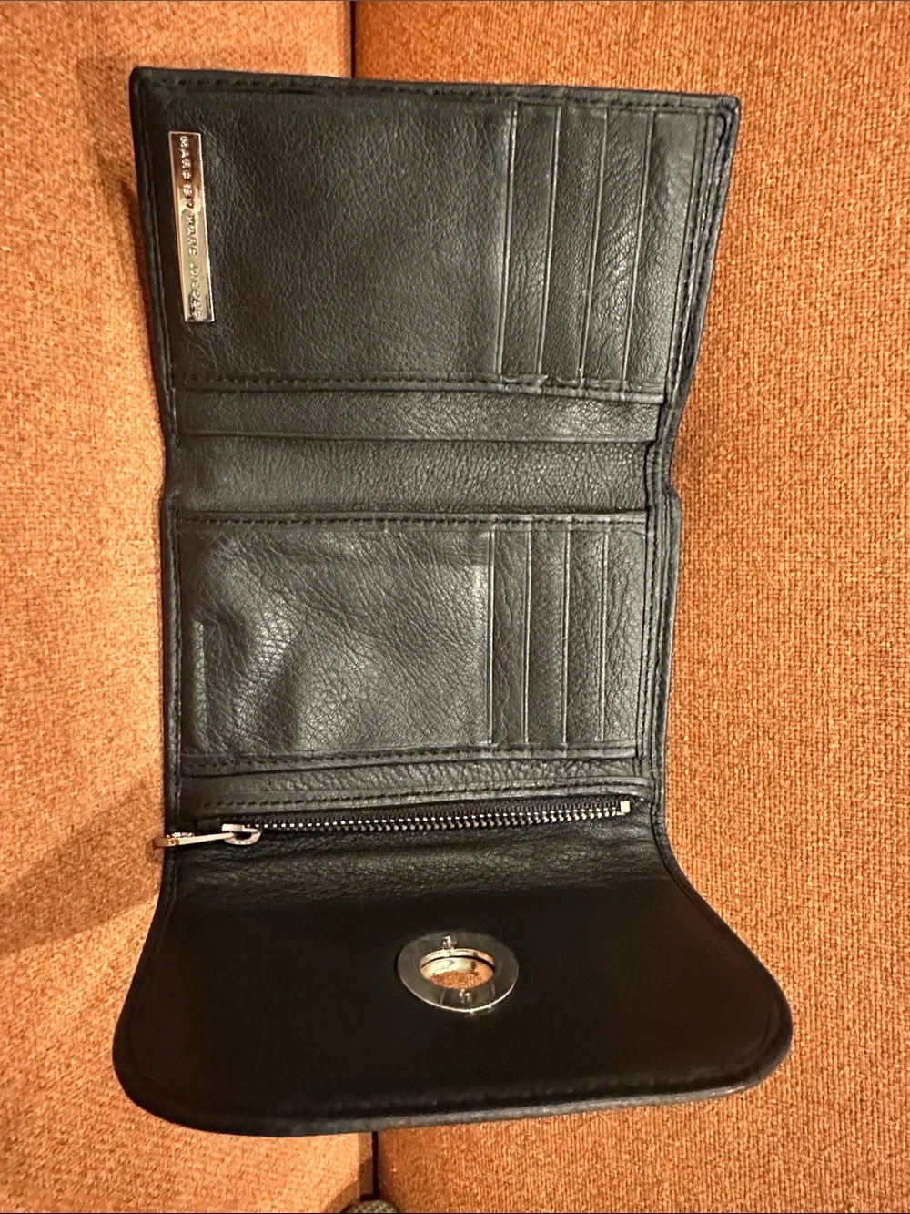 Marc by Marc Jacobs Black Pebbled Leather Turn-Lock Wallet